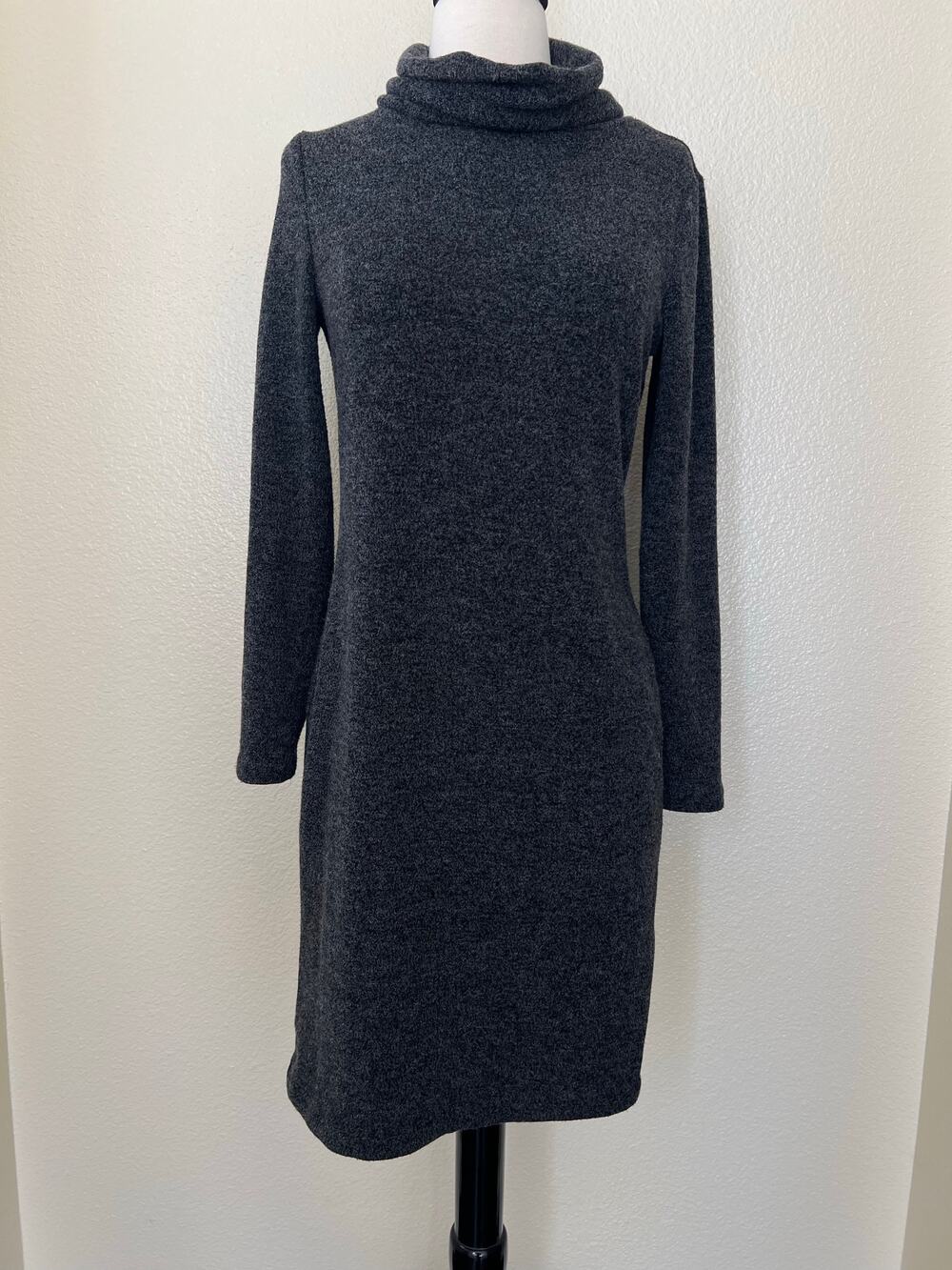 Banana Republic Factory heather charcoal gray cowl neck sweater dress